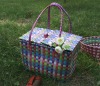 100%handmade colorful shiny PP woven picnic bag