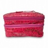 2011 New Fashion Red Jacquard Two-Layer Cosmetic Bag