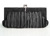 Elegant Black Satin Beads and Crystal Clasp Evening Handbag/clutch purse/evening bags