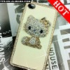 Hello Kitty Bling Diamond Plating Crystal Case Leather Coated Back Cover for iphone4 4G 4S