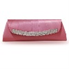 Pink Silk clutch purse/wedding bag/evening bag with Rhinestone