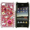 Stylish Bling Hot Pink Heart Diamond Hard Skin Cover Shell For Apple iPhone 4G