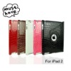 for iPad 2 360 Crocodile Rotating Magnetic Leather Case Smart Cover W/ Swivel Stand