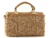 1&2 2012 New Design And Hot Selling Fashionable Genuine Ox Leather And Lace Ladies' Handbag