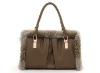 1&2 2012 New Design And Hot Selling Fashionable PU Leather And Rabbit Fur Ladies' Handbag