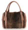 1&2 2012New Design Fashionable Genuine Rabbit Fur and Ox Leather Handbag