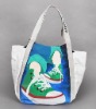 1&2 Unique Design Fashionable Multi Color Hand Painted Cotton Canvas Ladies' Handbag