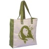 100% Natural Cotton Canvas Calico Fabric bag With Dyed Cotton Canvas on Sides and Bottom By Kope Initiatives.