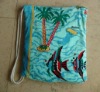 100% cotton velour print towel backpack single string