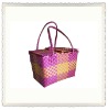 100%handmade colorful shiny PP woven fruit basket