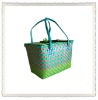 100%handmade colorful shiny PP woven picnic basket