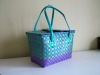 100%handmade colorful shiny PP woven picnic basket