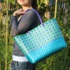 100%handmade colorful shiny plastic woven easy shopper bag