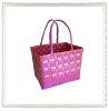 100%handmade colorful wide&narrow PE woven shopper