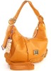100% real leather lady orange handbag