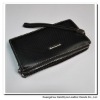 11094 Black leather travel wallet with zip closure