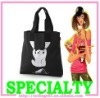 14oz black cotton tote bag for storage