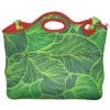 15"green leaf neoprene carrying/shoulder laptop bag with hand and belt
