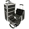 2 in 1 rolling black makeup case cosmetic train box kit