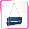 2011 Blue satin lady evening hand bags