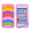 2011 Brand New Rainbow Shape Pattern Silicone Case for iphone 4(Pink)