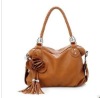 2011 Fashion flower brown ladies PU  handbag