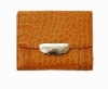 2011 Fashion leather trifold wallet crocodile skin pattern metal purse