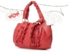 2011 Fashion  red ruffle   lady PU hobo    handbag