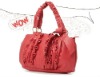 2011 Fashion  red ruffle   lady PU hobo    handbag