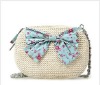 2011 Fashion straw bowknot lady messenger bag