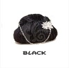2011 Hot Satin Pleated Crystal Bridal /Evening Clutch Handbag BLACK