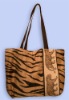 2011 Leopard plush tote bag with lined fabric