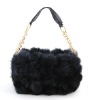 2011 New fashion lovely rabbit fur hand bag with fur ball