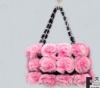 2011 New fashion lovely rabbit fur hand bag with fur flower