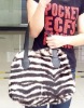 2011 New fashion lovely zebra grain rabbit Fur hand bag