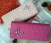 2011 beautiful metal bowknot patern pink fake leather wallet