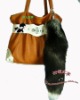 2011 best selling fashion bag accessories large black fur fox tail