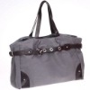 2011 fashion Dark grey canvas  bag with pu handle