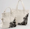 2011 fashion New Canvas tote bag with shiny screen print