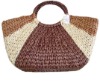 2011 fashion maize straw lady beach handbag wood handle