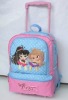 2011 fashion pink catoon girl school trolley bag