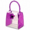 2011 fashion purpel handle pvc cosmetic bag with flat bottom