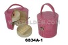 2011 fashional round PU leather cosmetic box with velvet