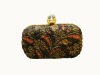 2011 gold  skull leather clutch bag