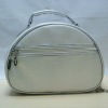 2011 latest designed white cosmetic handle bag cosmetic bag with mirror