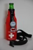 2011 multi fuctional bottle cooler with velcro,neck strap, bottle opener