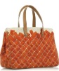 2011 natural 16oz canvas tote bag with orange quilt printing