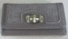 2011 new fashion pu gray  trim  lady twist lock wallet