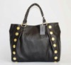 2011 top sell black leather tote handbags