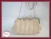 2012 Fashion Cream Fringe Embroidery Satin Evening Clutch Bag